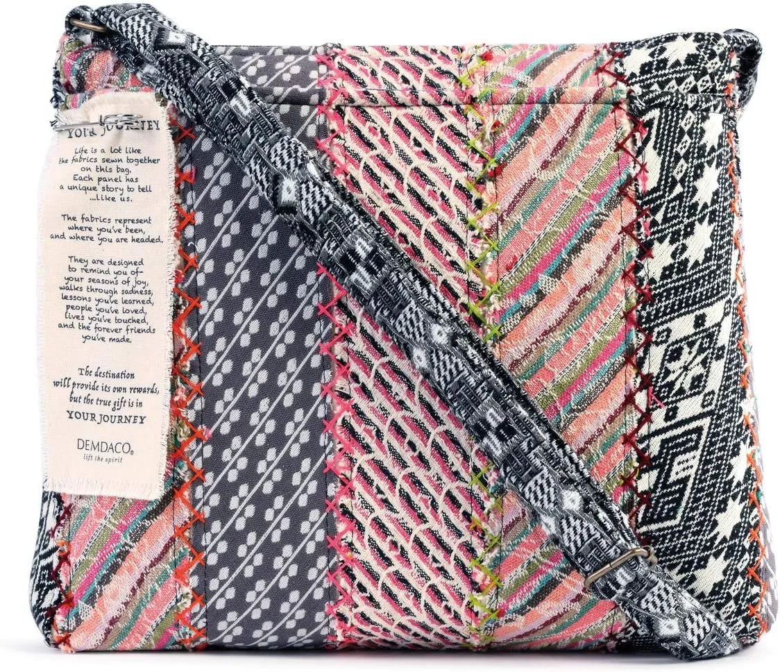 Your Journey Multicolored Stripe 15 x 13 Cotton Fabric Cross Body Handbag