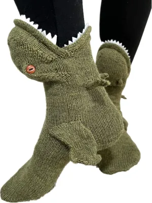 Yuemengxuan Knitted Crocodile Socks 3D Animal Socks Novelty Knitting Shark Fish Socks Fun Christmas Gift to Kids Adults