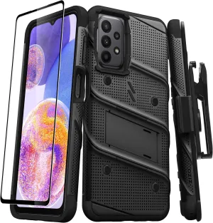 ZIZO Bolt Bundle for Galaxy A23 5G Case with Screen Protector Kickstand Holster Lanyard - Black