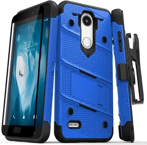 ZIZO Bolt Series LG K30 Case Military Grade Drop Tested with Tempered Glass Screen Protector Holster LG Harmony 2 Case Blue Black