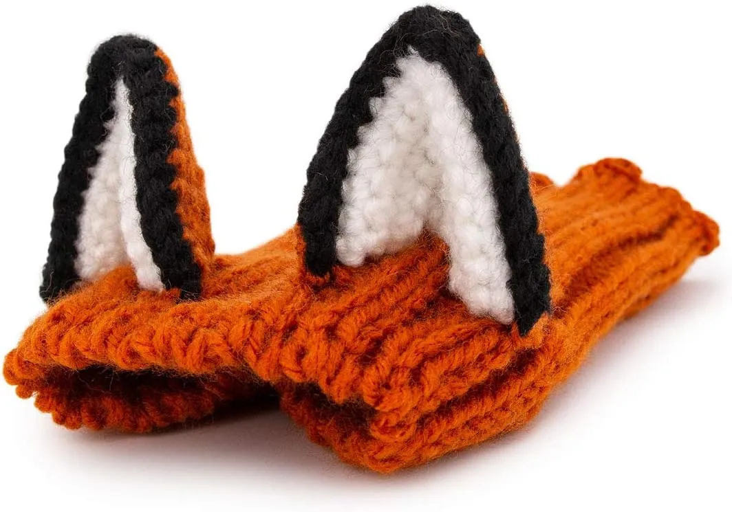 Zoo Snoods Fox Costume - Knit Dog Snood Ear Wrap for Pets, Warm Neck Cover for Halloween and Winter (Medium)