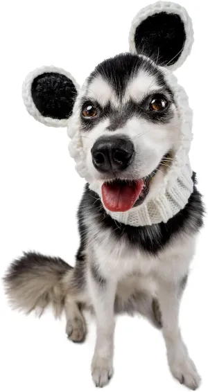 Zoo Snoods Panda Costume - Warm Knit Dog Snood Wrap for Pets, Neck Ear Cover Protection, Halloween Winter (Medium)