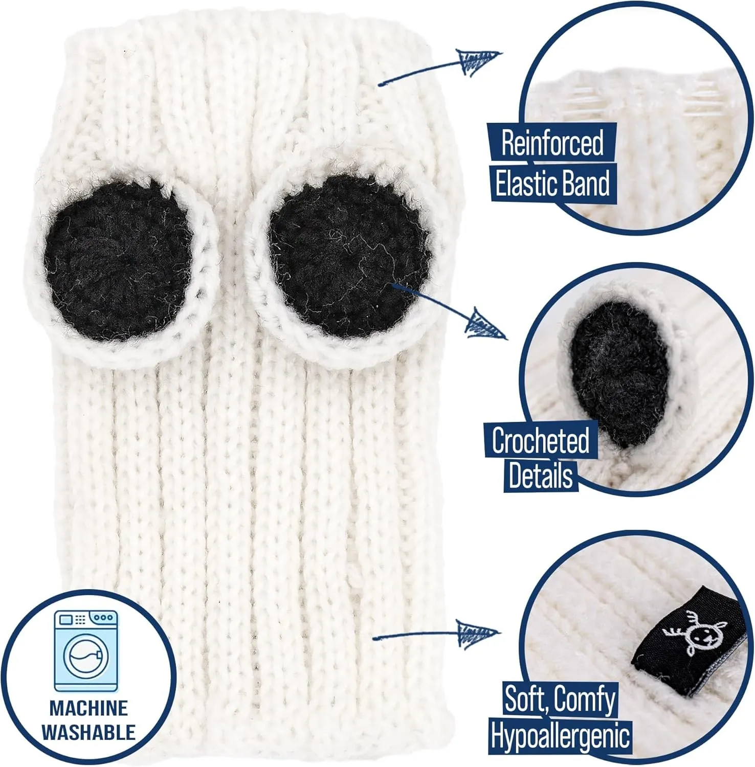 Zoo Snoods Panda Costume - Warm Knit Dog Snood Wrap for Pets, Neck Ear Cover Protection, Halloween Winter (Medium)