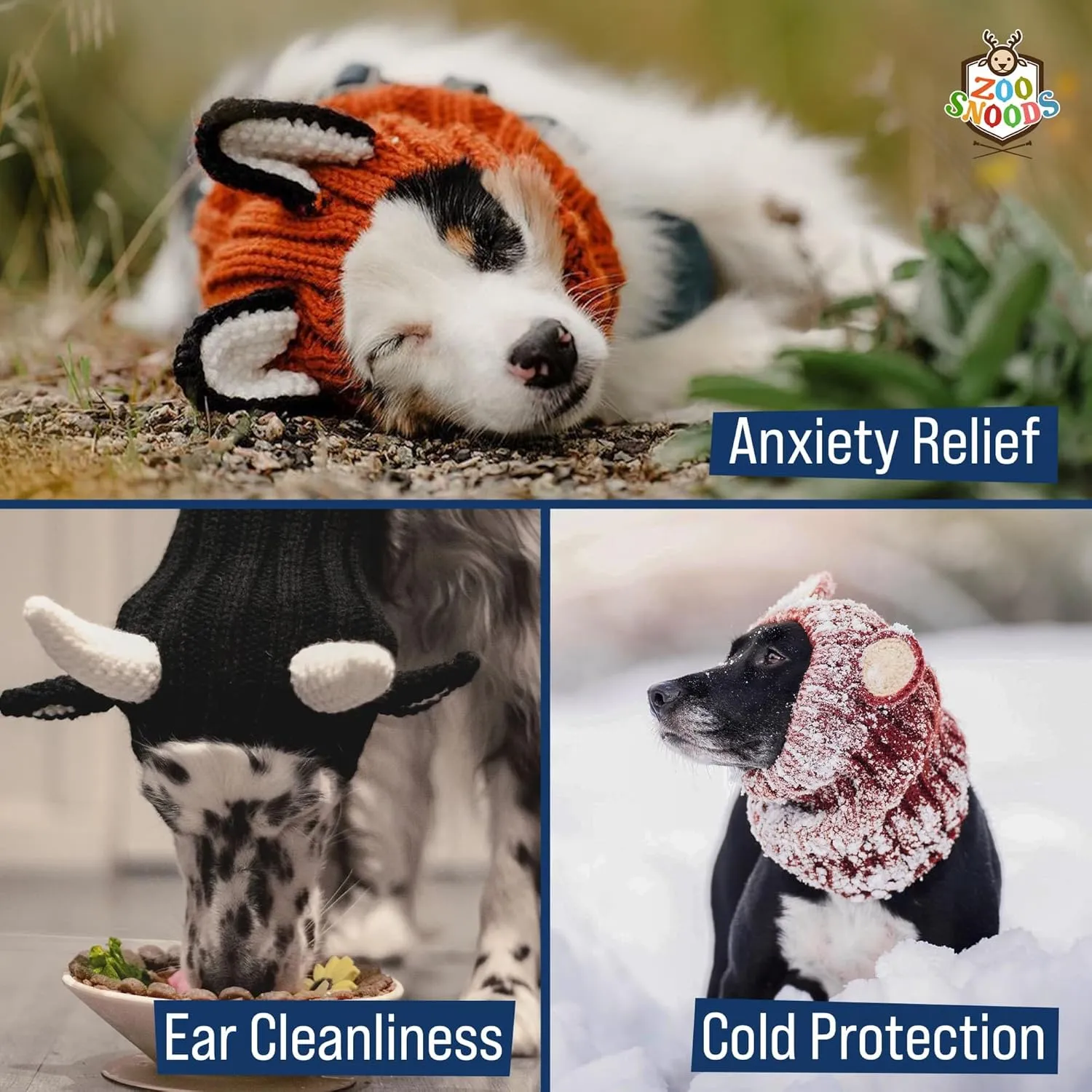 Zoo Snoods Panda Costume - Warm Knit Dog Snood Wrap for Pets, Neck Ear Cover Protection, Halloween Winter (Medium)