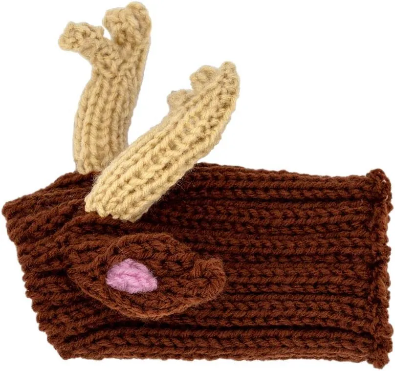 Zoo Snoods Reindeer Costume - Deer Antler Knit Dog Snood Wrap for Pets, Warm Neck Ear Cover Protection for Halloween and Winter (Small)